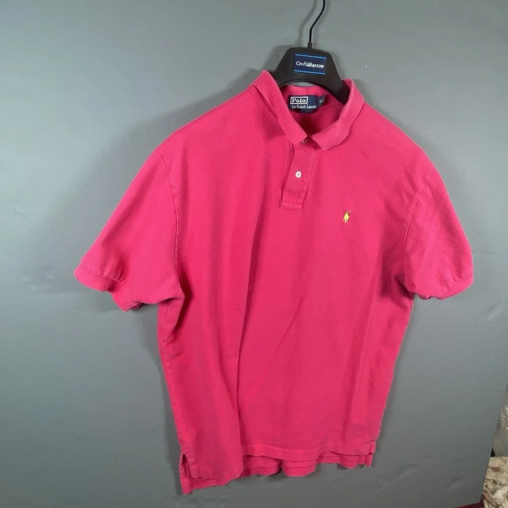 Vintage Polo Ralph Lauren Men's XXL Hot Pink‎ Casual Short Sleeve Polo Shirt